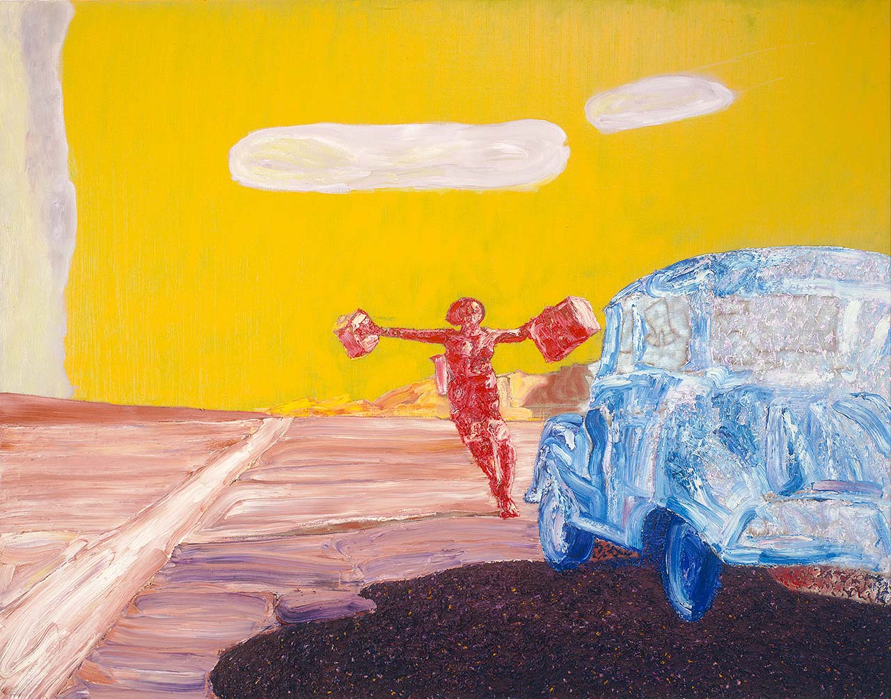 Studie einer Landschaft (Frau mit Koffer)